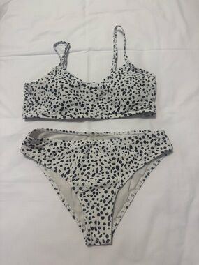 Women’s Size S Polka Dot Two-Piece Bikini Set - Black on White, great condition